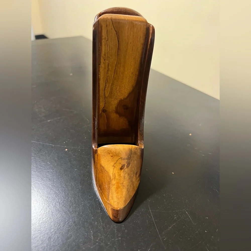 Stylish Wooden Boot Phone and Pen Holder